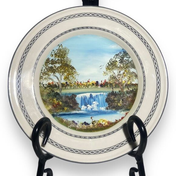 Vintage Oneida Classic Hand Painted Signed Waterfall Scene Plate 6 in Decorative - Picture 6 of 8